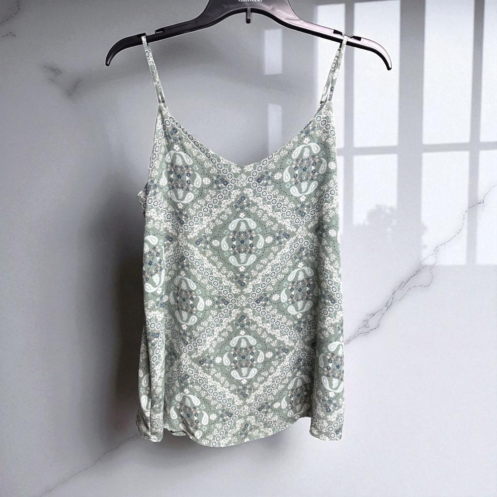 Pink Republic Layered Sage Green Paisley Cami Tank Large NWOT